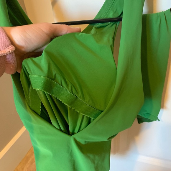 NWOT Tory Burch Miller Plunge One-piece Swimsuit Resort Green - Picture 8 of 11